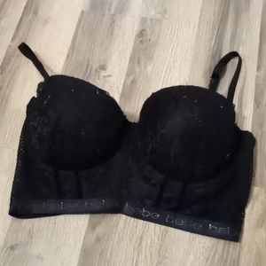 4/$20 Bebe longline black lace bra